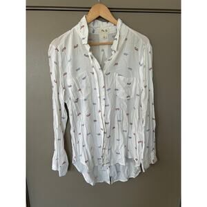 Per Se White ButtonDown Shirt All Over Eyeglasses Print Long Sleeve novelty